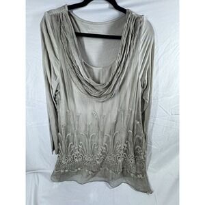 Soft Surroundings Silk Beaux Arts Tunic in a light taupe or gray color Sz Small